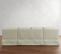 York Square Arm Slipcovered Double Chaise Sectional (107&quot;&ndash;127&quot;)