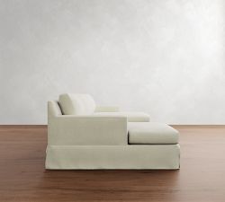 York Square Arm Slipcovered Double Chaise Sectional (107&quot;&ndash;127&quot;)
