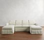 York Square Arm Deep Seat Slipcovered Double Chaise Sectional (107&quot;&ndash;127&quot;)