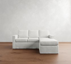Cameron Square Arm Slipcovered Reversible Chaise Sectional (86&quot;)