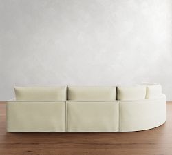 Westwood Fin Arm Deep Seat Flange Edge Slipcovered 4-Piece Curved Wedge Sectional (135&quot;)