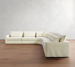 Westwood Fin Arm Deep Seat Flange Edge Slipcovered 5-Piece Curved Wedge Sectional (136&quot;)