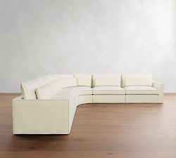 Westwood Fin Arm Deep Seat Flange Edge Slipcovered 5-Piece Curved Wedge Sectional (136&quot;)