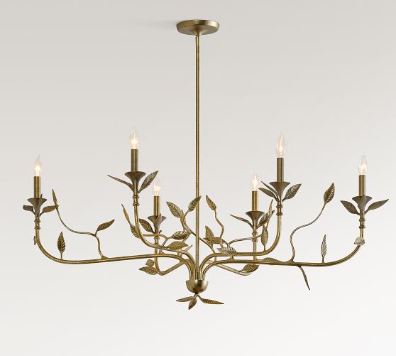 Botanical Forged Iron Oval Chandelier (50")