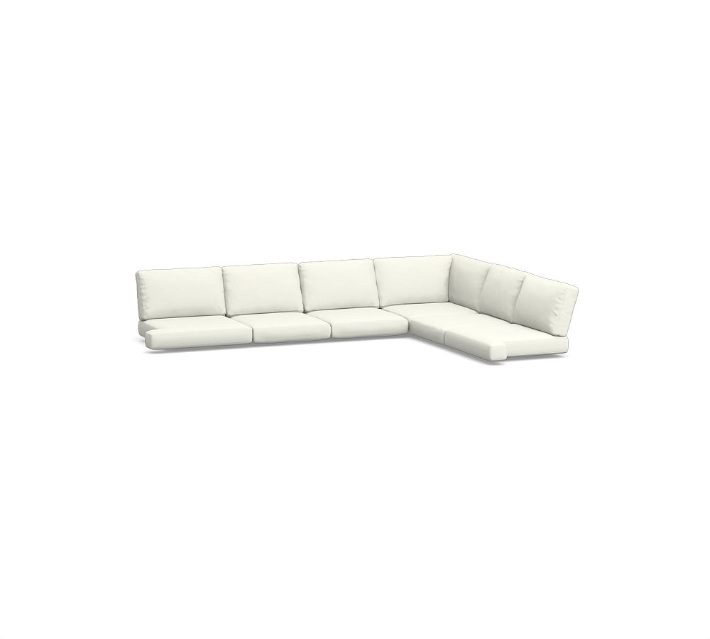 Huntington Slope Arm Sectional 6pc - 1 Corner, 1 RA, 1 LA, 3 Armless Chair, HP Canvas; White