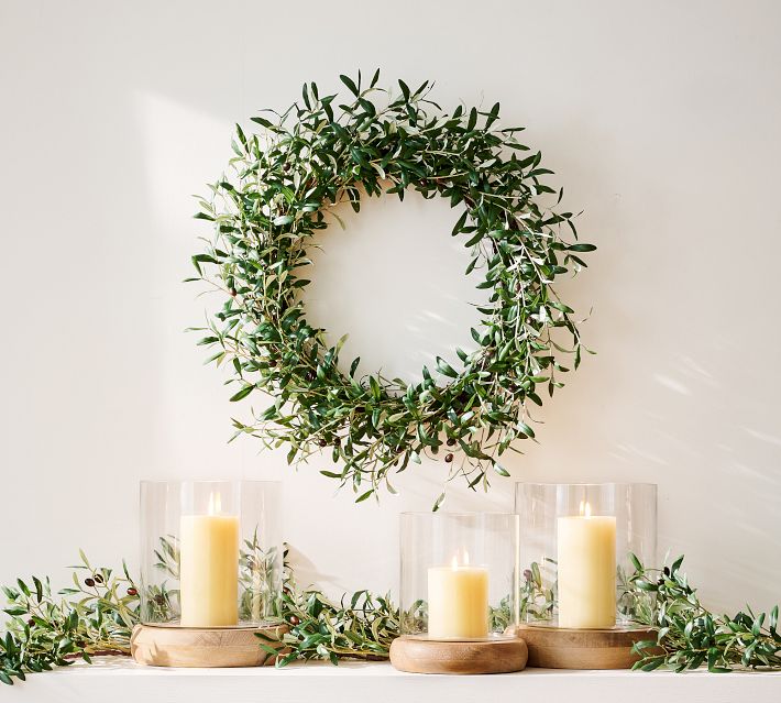 Faux Olive Wreath & Garland