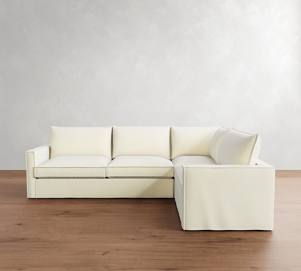 Westwood Slim Arm Flange Edge Slipcovered 3-Piece Sectional
