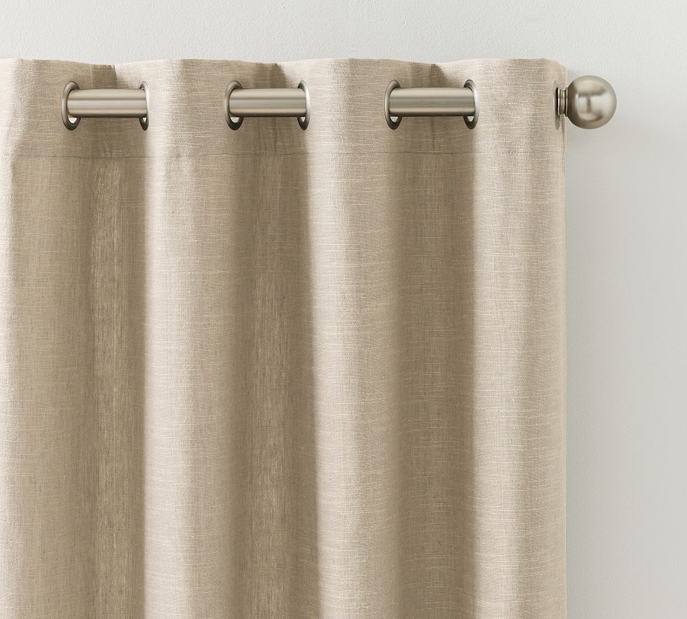 Open Box: Emery Linen Grommet Blackout Curtain, 50"W x 108"L - Oatmeal