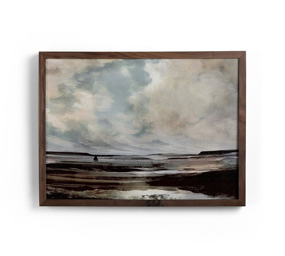 Large Walnut Framed Coastal Canvas Print
