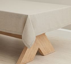 Open Box: Belgian Linen Tablecloth, 90" X 144"-Flax