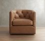 Ayden Tufted Barrel Arm Leather Swivel Chair