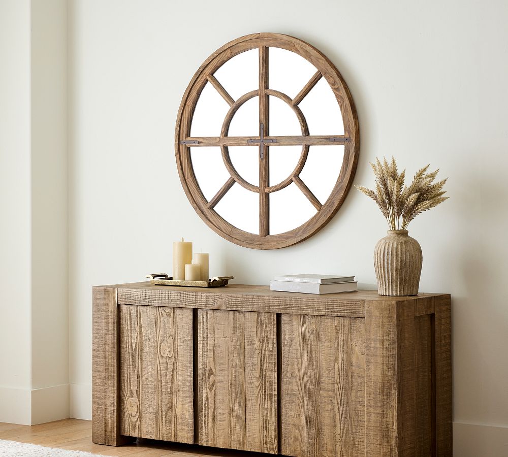Barn Door Round Wall Mirror