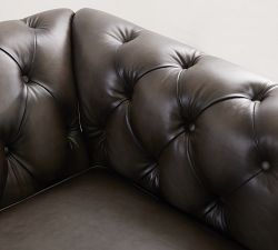 Chesterfield Roll Arm Leather Sofa (65&quot;&ndash;96&quot;)