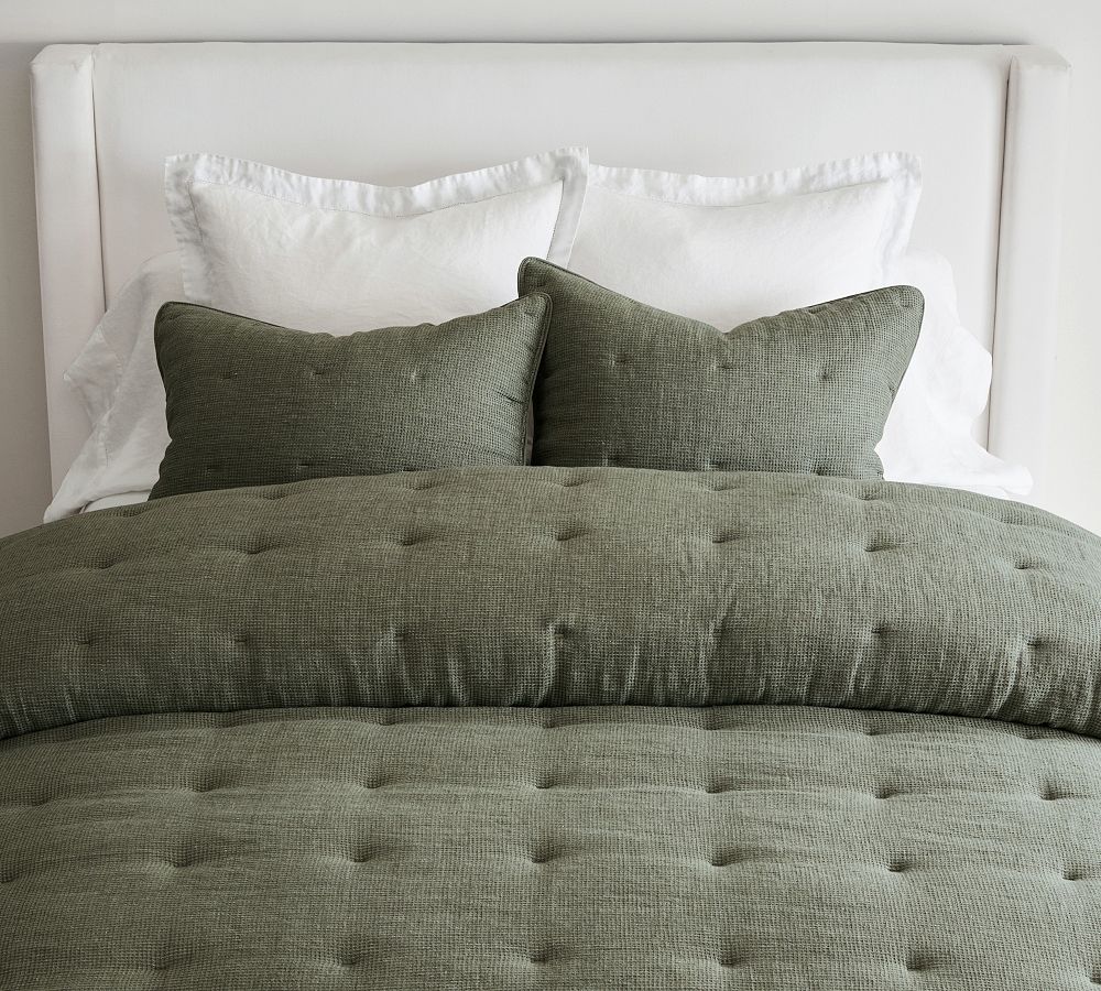 European Flax Linen Tufted Waffle Comforter