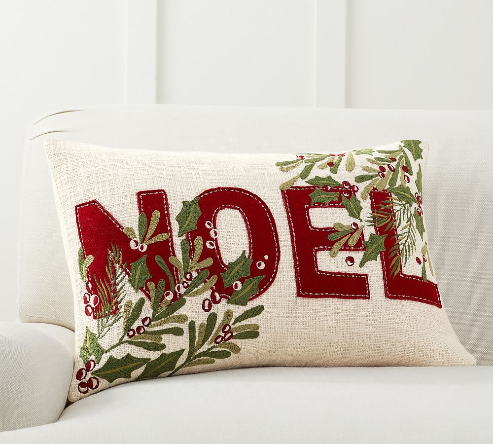 Noel Felt Applique Lumbar Pillow Cover