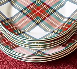 Stewart Plaid Stoneware Salad Plates - Set of 4
