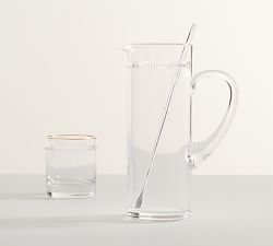 Etched Gold Rim Handcrafted Cocktail Pitcher with Stirrer