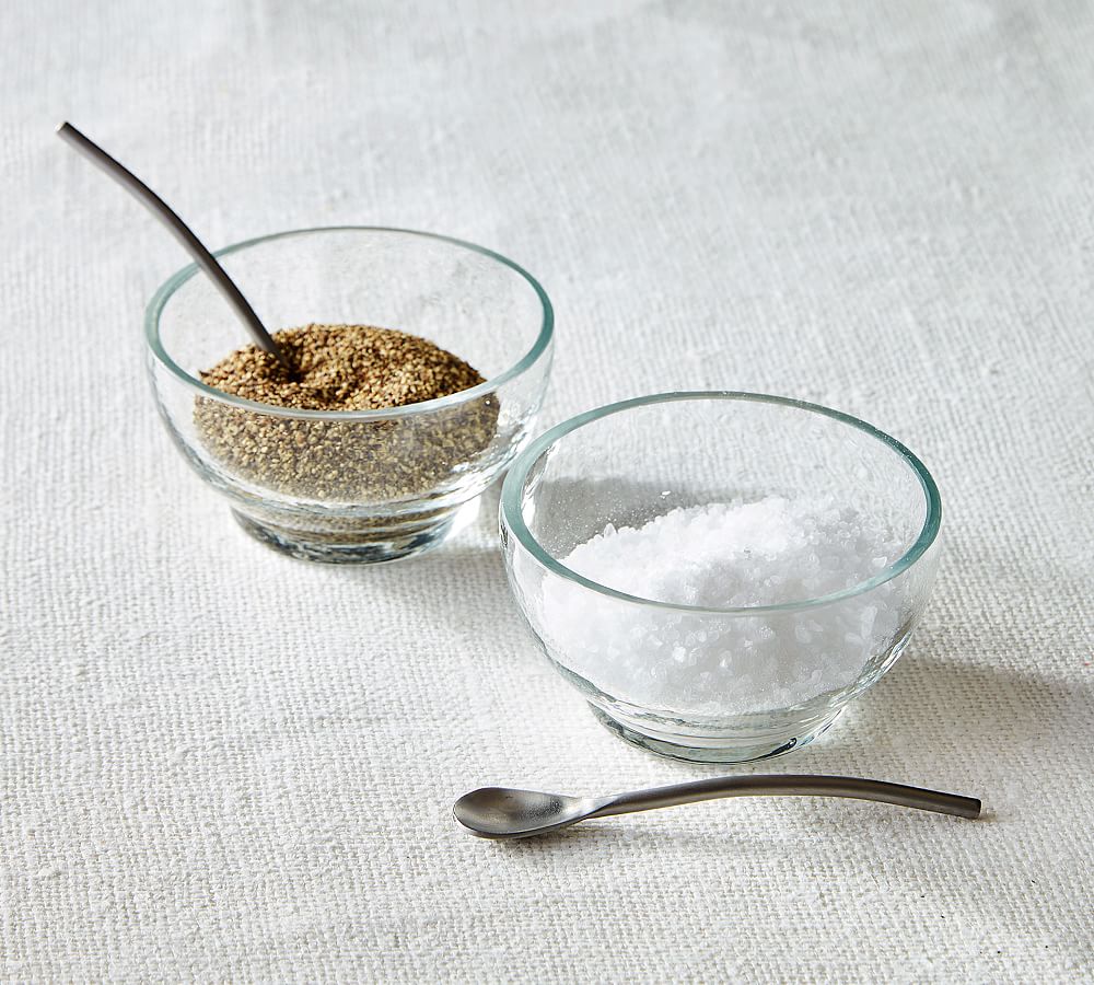 Hammered Handcrafted Glass Salt &amp; Pepper Pinch Bowls