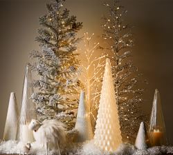 Lit Faux Snowy Pine Trees