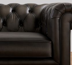 Chesterfield Roll Arm Leather Sofa (65&quot;&ndash;96&quot;)
