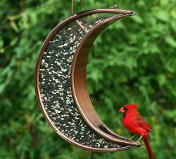 Crescent Moon Shaped Copper Bird Feeder