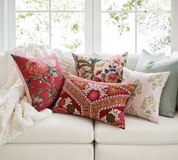 Rose Floral Stripe Reversible Pillow