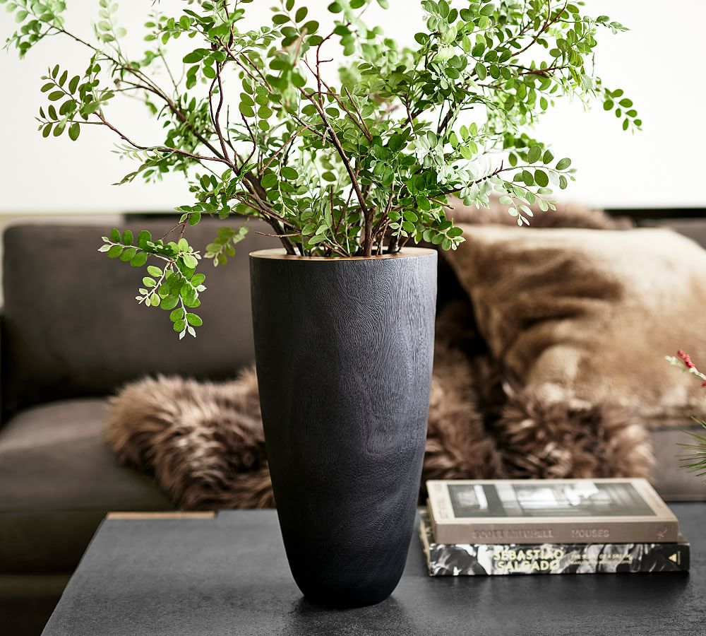 Burned Wood Black Vase