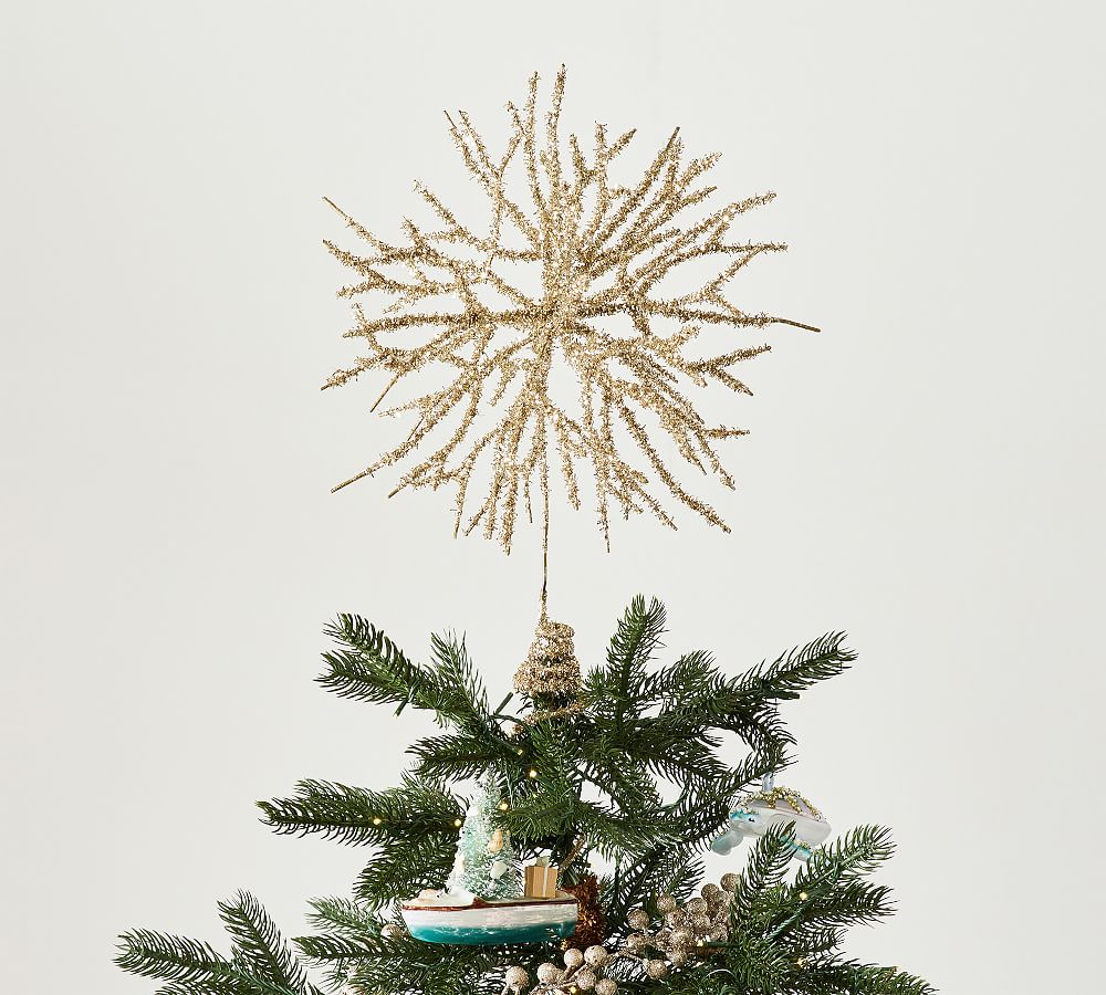 German Glass Glitter Coral Tree Topper