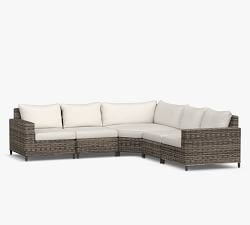 Torrey Wicker 5-Piece Square Arm Wedge Corner Outdoor Sectional (113&quot;)