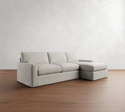 PB Comfort Modern Square Arm Slipcovered Chaise Sleeper Sectional (108&quot;)