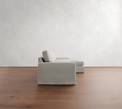 PB Comfort Modern Square Arm Slipcovered Chaise Sleeper Sectional (108&quot;)