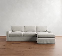 PB Comfort Modern Square Arm Slipcovered Chaise Sleeper Sectional (108&quot;)