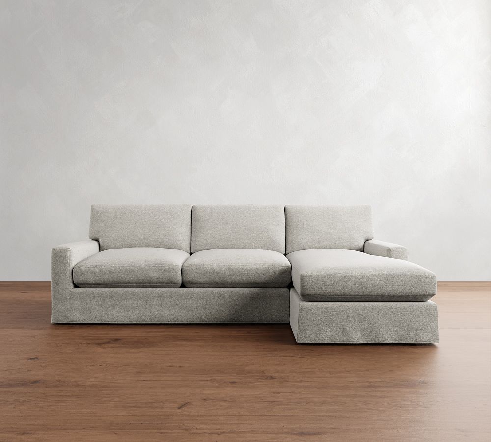 PB Comfort Modern Square Arm Slipcovered Chaise Sleeper Sectional (108&quot;)