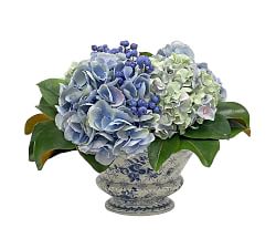 Faux Hydrangea and Blueberry in Ceramic Pot