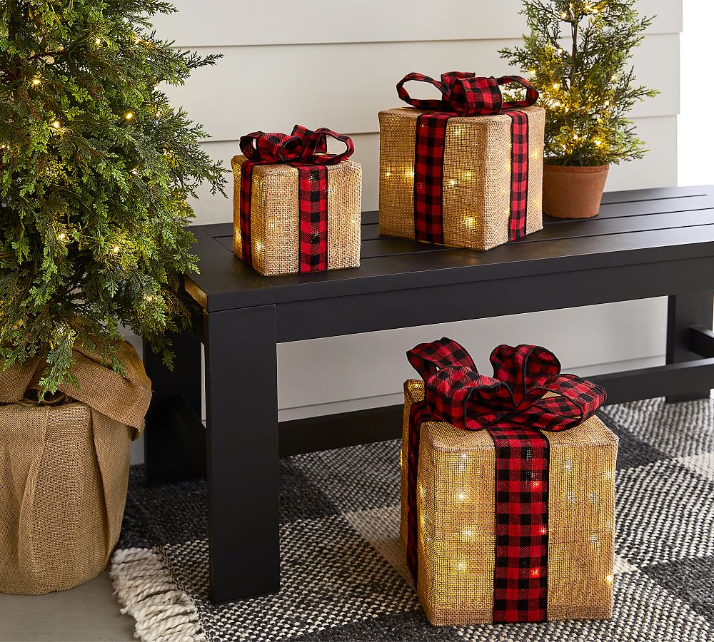 Lit Burlap Presents - Set of 3