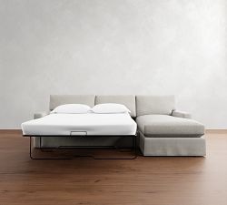 PB Comfort Modern Square Arm Slipcovered Chaise Sleeper Sectional (108&quot;)