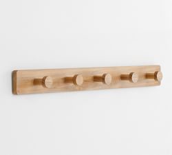 Teak Wood Outdoor Row of Five Hooks
