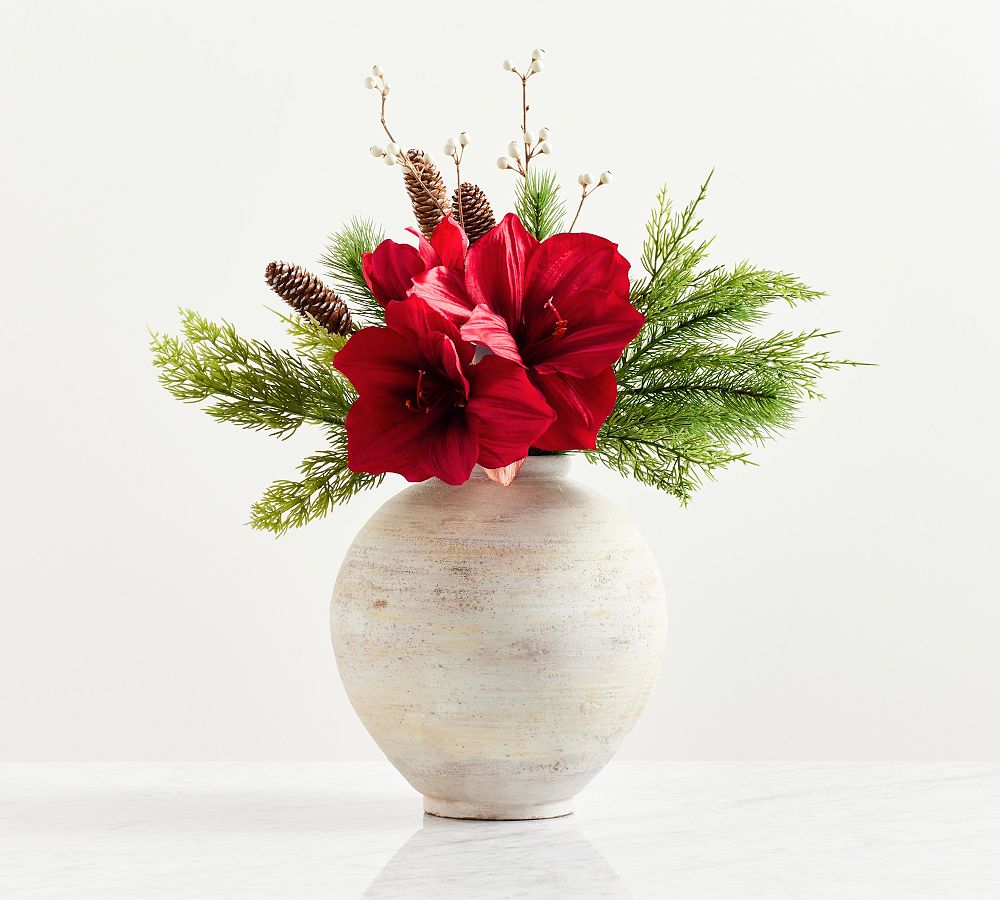 Faux Amaryllis &amp; Pinecone Bundle
