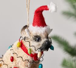 Party Pug Bottlebrush Dog Ornament