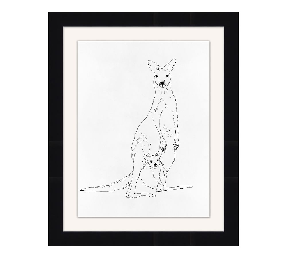 Kangaroo Pair Sketch Framed Print