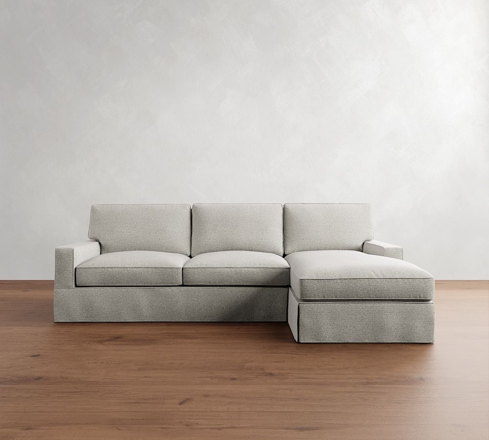 PB Comfort Square Arm Slipcovered Chaise Sleeper Sectional (108&quot;)