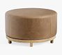 Jake Swivel Leather Wood Base Ottoman