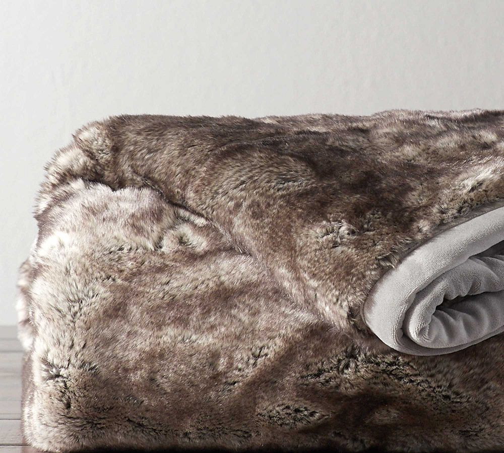 Faux Fur Ombre Tipped Throw