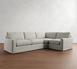 PB Comfort Modern Square Arm Slipcovered 3-Piece Wedge Sleeper Sectional (119&quot;)