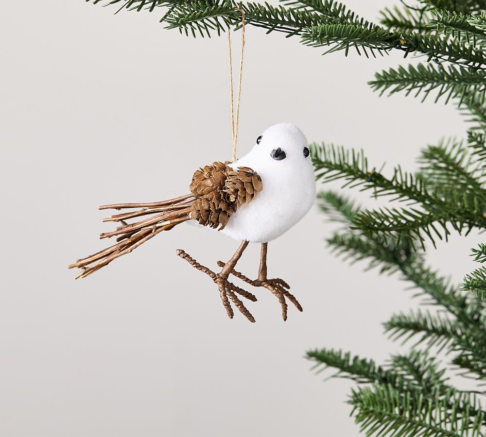 Pinecone and Twig Bird Ornament - Set of 3