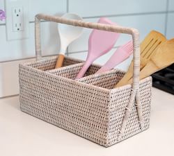 Tava Handwoven Rattan Rectangular Flatware Caddy