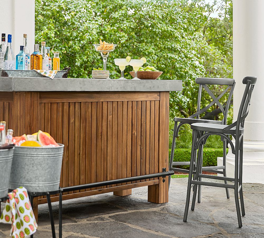 X-Back Metal Outdoor Barstool