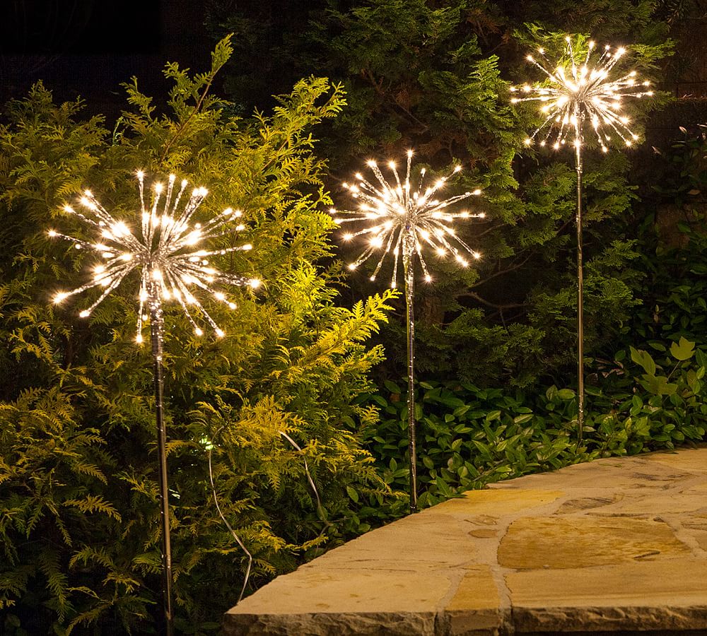 10&quot; Warm White LED Starburst Stakes, Set Of 3