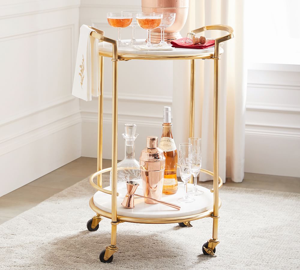 Monique Lhuillier Round Marble Bar Cart