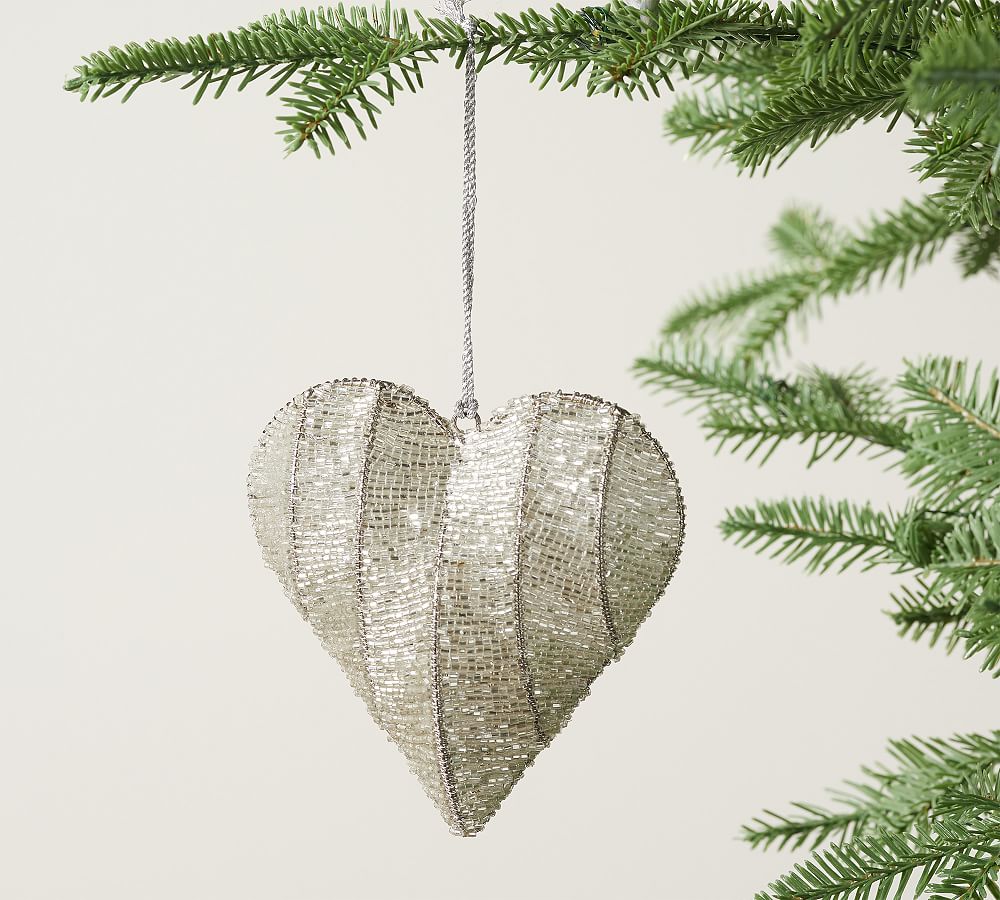 Handcrafted Glass Bead Heart Ornament - Set of 3